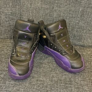 Jordan Kids Black and Purple Sneakers